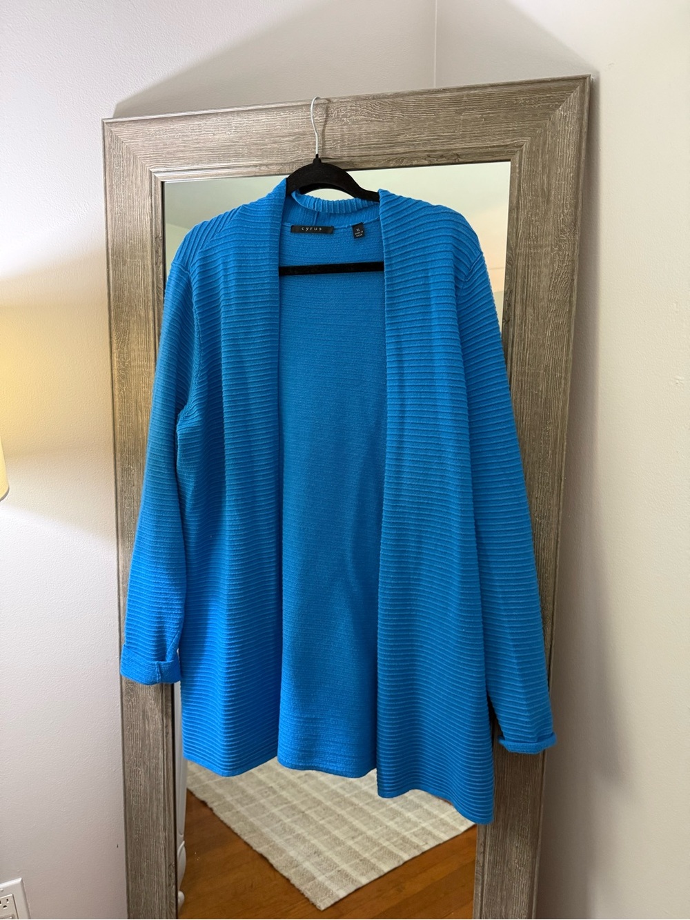 Cyrus Bright Blue Open-Front Ribbed Cardigan